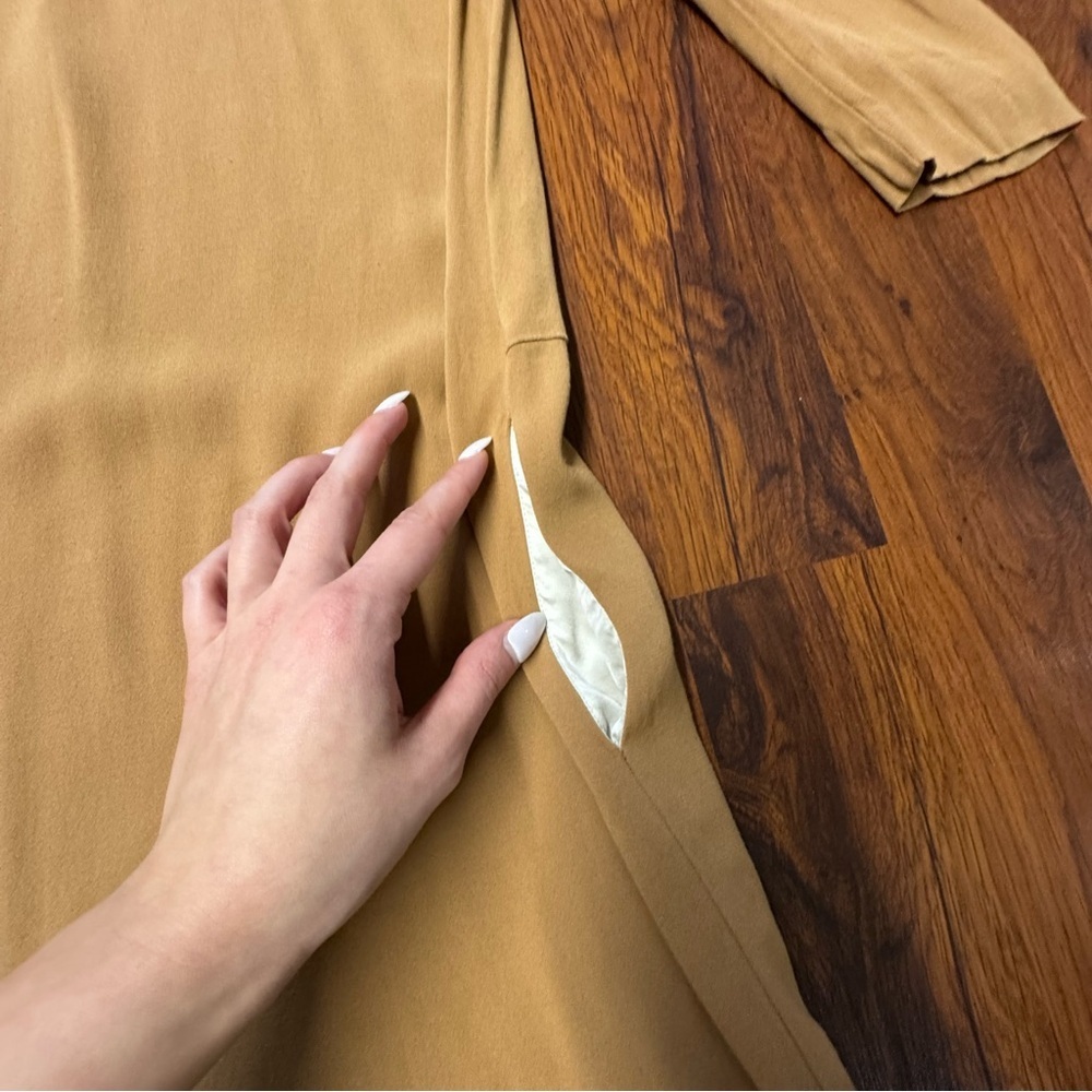 Sandro Paris Camel Tan |Silk Lined Dress |Small | - Picture 4 of 8